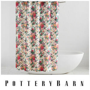NEW Pottery Barn Margeaux Shower Curtain Floral Camellia 100% Cotton Cottage NWT